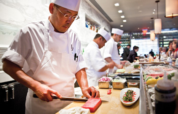 Sushi chef Akihiko Takeshima cuts to the chase.