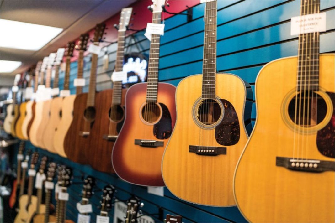Guitars at Taylor's Music Store & Studios.